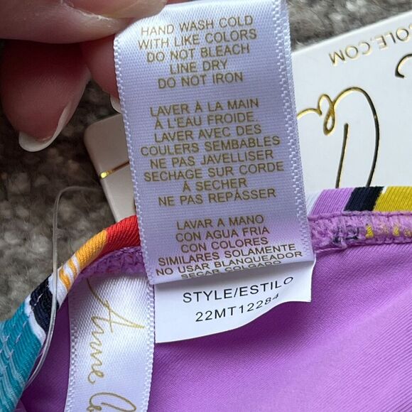 Anne Cole Swim Womens sz S SMALL Painted Sky Striped Triangle Tie - Picture 6 of 11